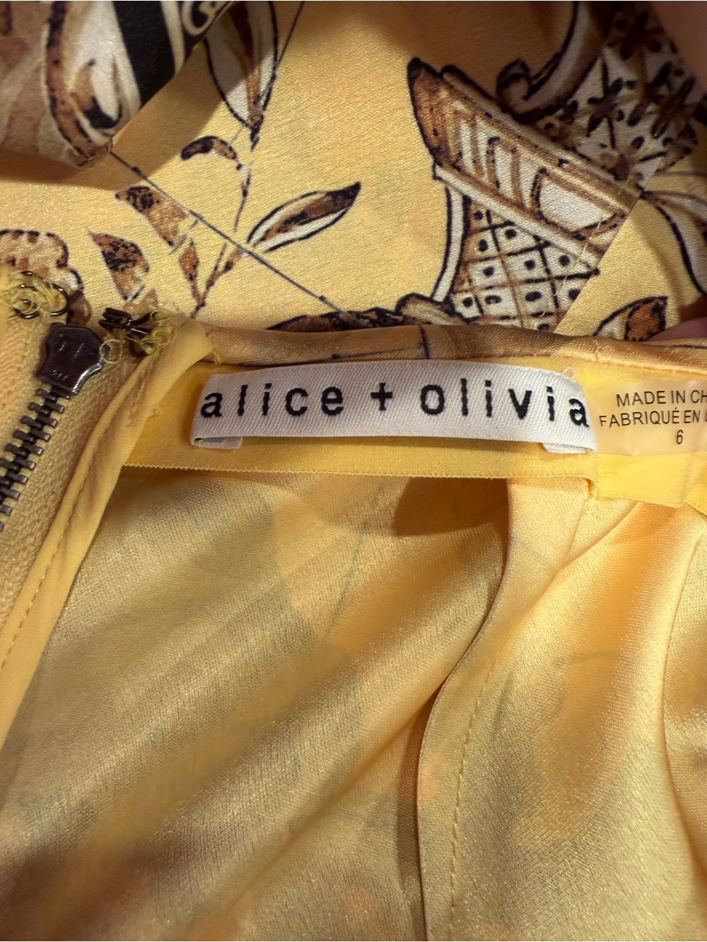 Alice + Olivia Yellow Baroque Floral Print A-Line Midi Skirt Size 6 - Picture 6 of 8